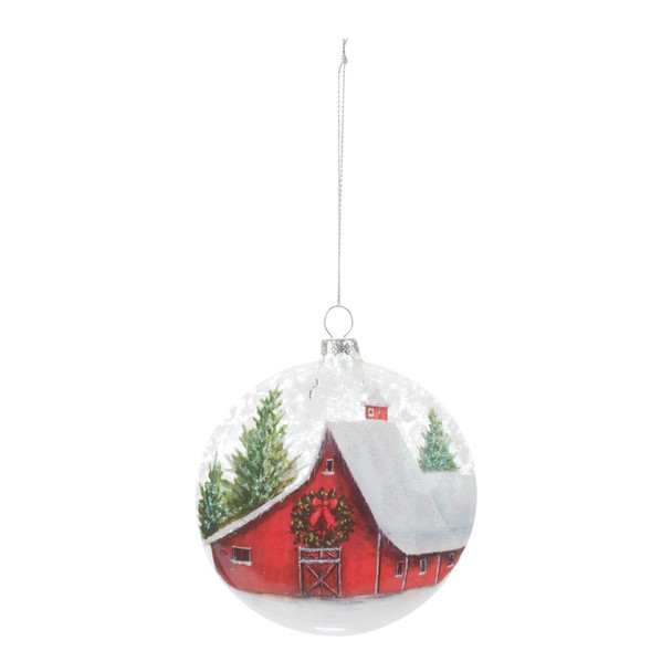 Frosted Barn Ball Ornament (Set of 12) - 86904