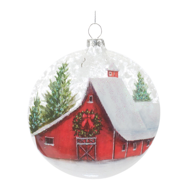 Frosted Barn Ball Ornament (Set of 12) - 86904