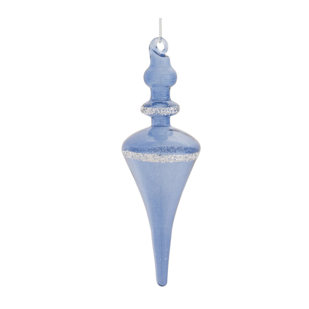 Blue Glass Finial Drop Ornament (Set of 12) - 86905