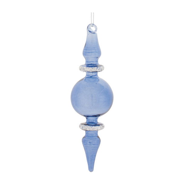 Blue Glass Finial Drop Ornament (Set of 12) - 86905