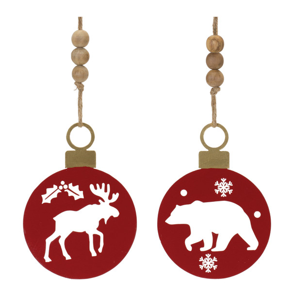 Metal Cut Out Bear and Moose Ornament (Set of 12) - 86926