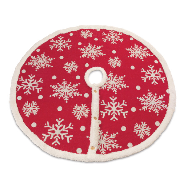 Red Woven Snowflake Tree Skirt 48"D - 87007