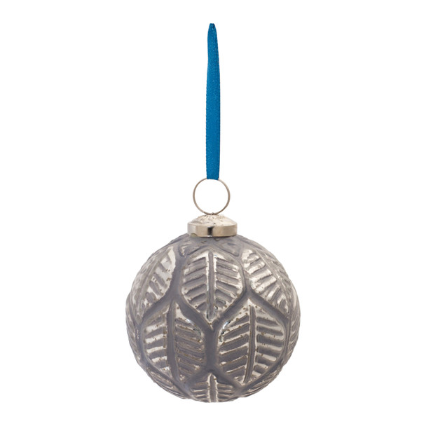 Etched Leaf Glass Ball Ornament (Set of 6) - 87128