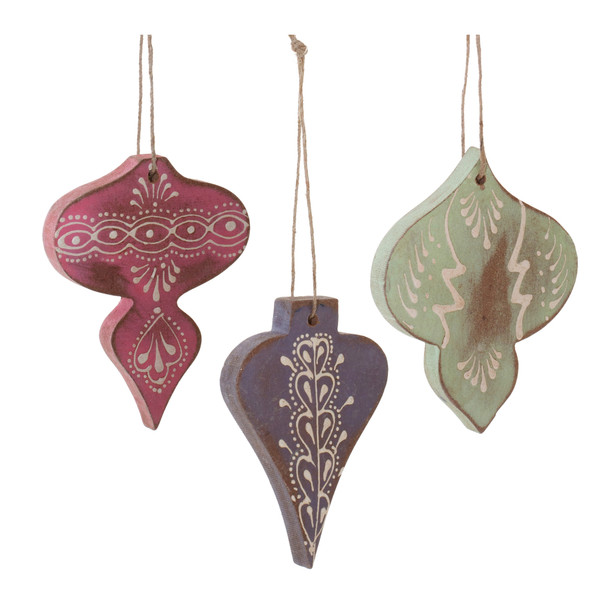 Wood Finial Ornament (Set of 6) - 87200