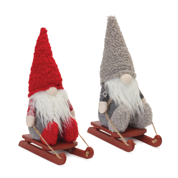 Plush Winter Gnome on Sled (Set of 2) - 87261
