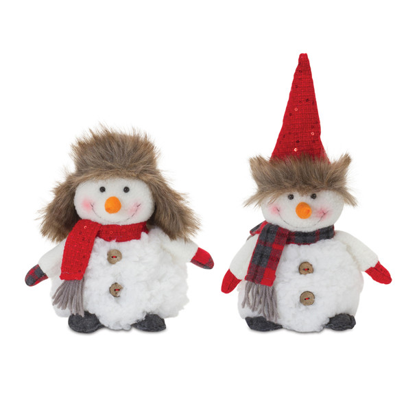 Plush Snowman with Hat and Scarf (Set of 2) - 87266