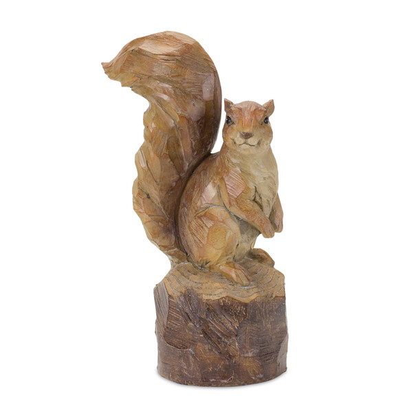 Perched Squirrel on Tree Stump Figurine (Set of 2) - 87299