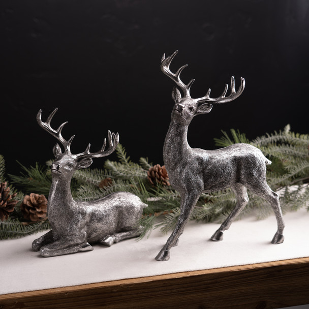 Silver Deer Statue (Set of 2) - 87334