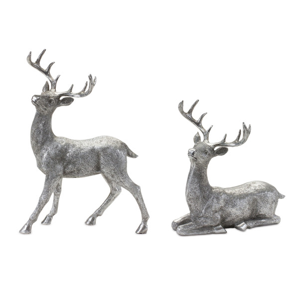 Silver Deer Statue (Set of 2) - 87334