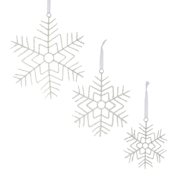 Glittered Wire Snowflake Ornament (Set of 12) - 87349