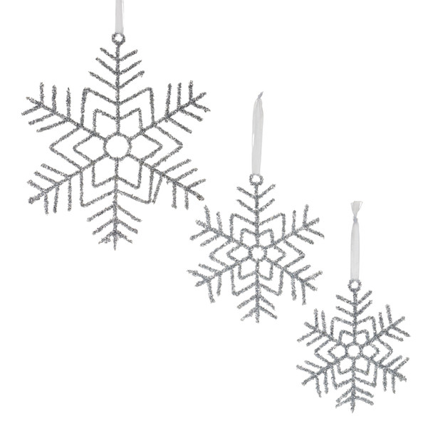 Glittered Wire Snowflake Ornament (Set of 12) - 87350