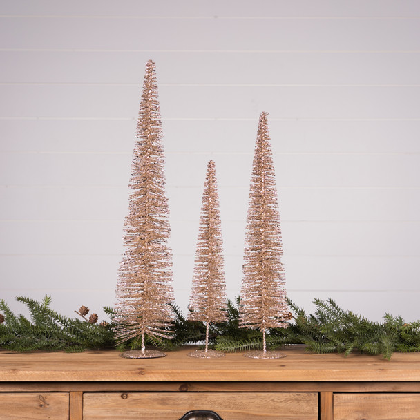 Gold Bottle Brush Pine Tree (Set of 6) - 87413