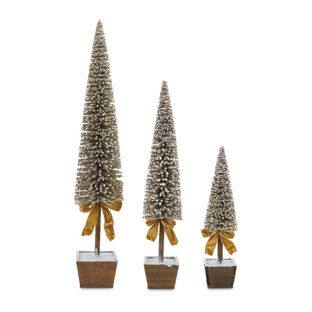 Potted Bottle Brush Pine Tree (Set of 3) - 87414