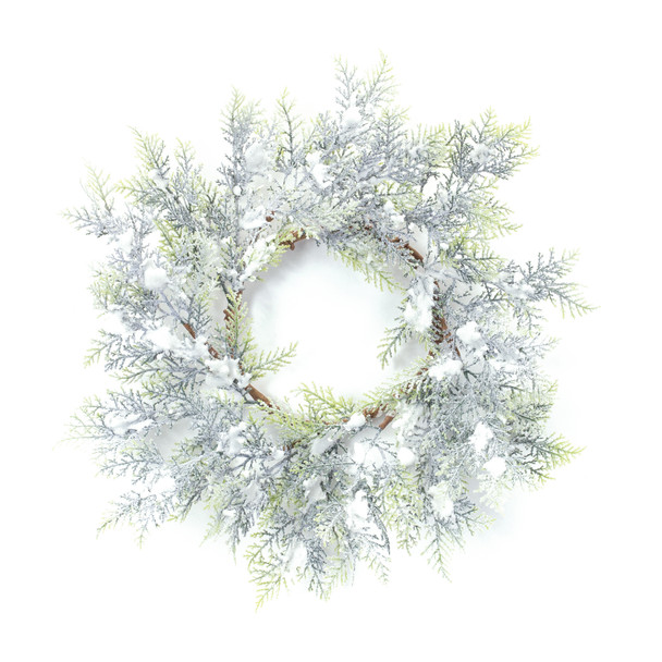 Flocked Cedar Wreath 15"D - 87449