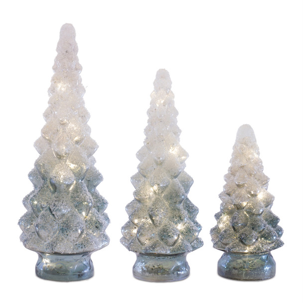 LED Frosted Glass Tree Decor (Set of 3) - 87466