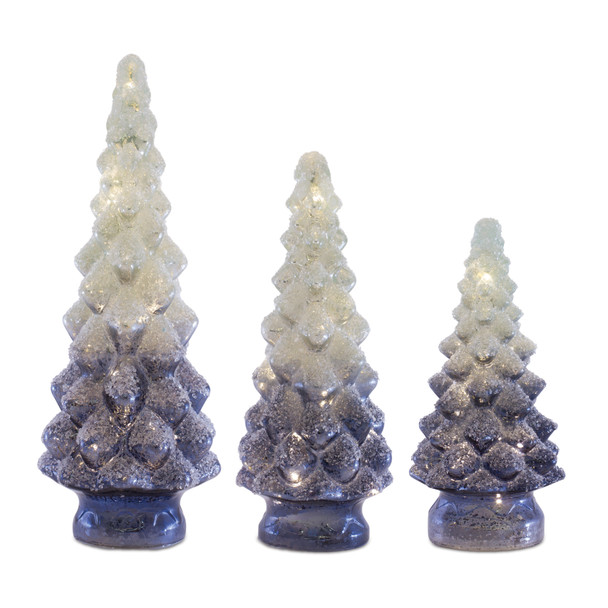LED Frosted Glass Tree Decor (Set of 3) - 87467