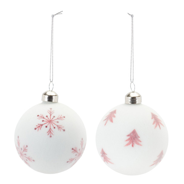 Frosted Snowflake and Tree Ball Ornament (Set of 12) - 87476