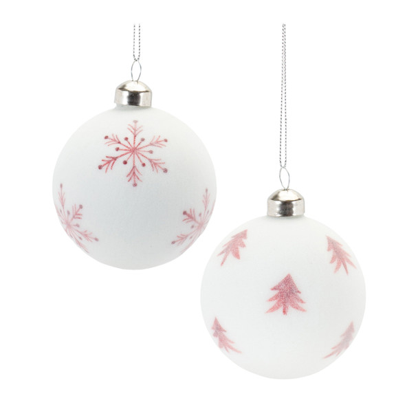 Frosted Snowflake and Tree Ball Ornament (Set of 12) - 87476