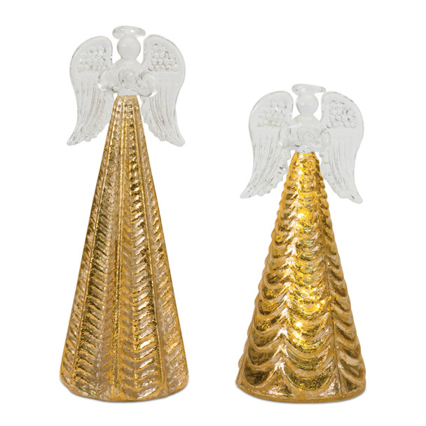 LED Textured Glass Angel Decor (Set of 2) - 87491