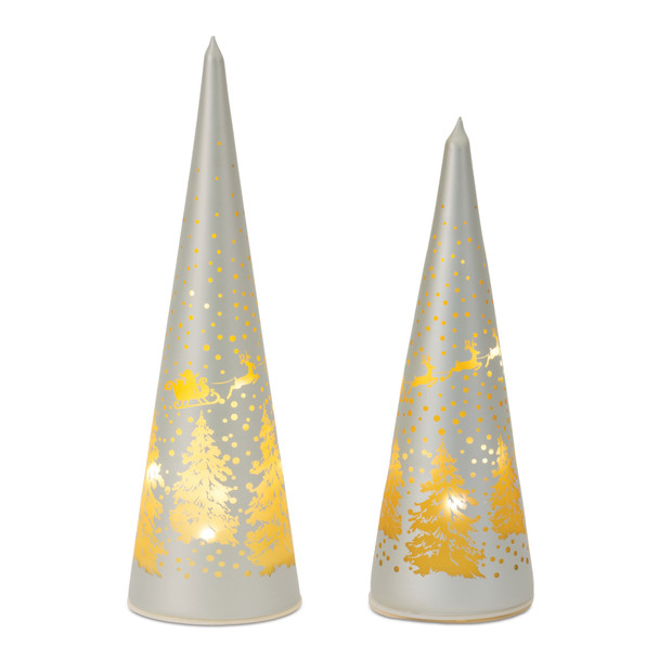 LED Frosted Glass Tree Decor (Set of 2) - 87493