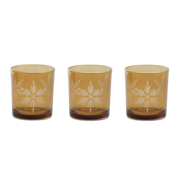 Glass Snowflake Votive Candle Holder (Set of 3) - 87495