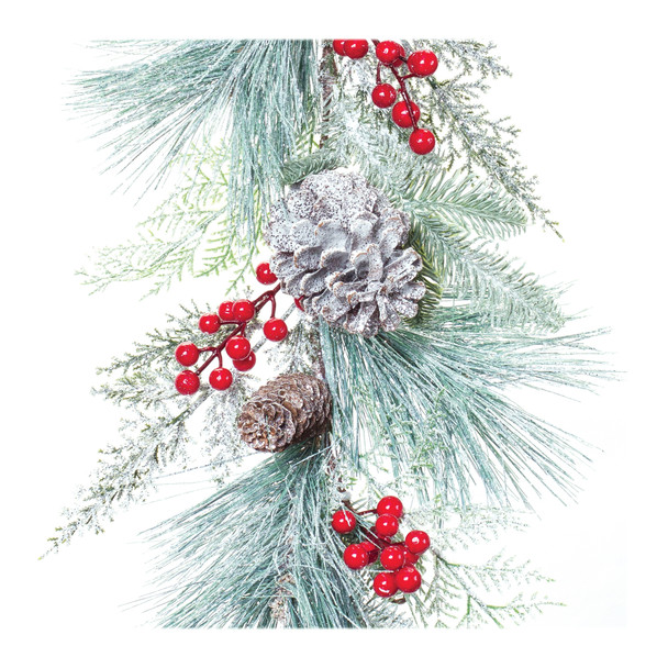 Frosted Pine Cone Berry Garland 6'L - 87551