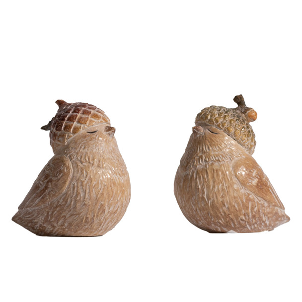 Harvest Bird with Acorn Hat Figurine (Set of 6) - 87568