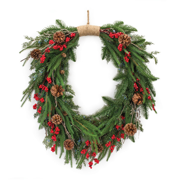 Mixed Pine Cone Berry Wreath 30"H - 87671