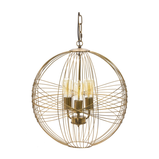 Intricate Metal Sphere Hanging Lamp 20"D - 88050