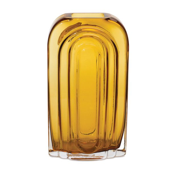 Rounded Amber Glass Vase 9.75"H - 88071