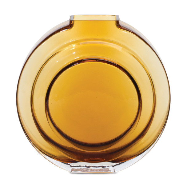 Round Amber Glass Vase 6.25"H - 88072