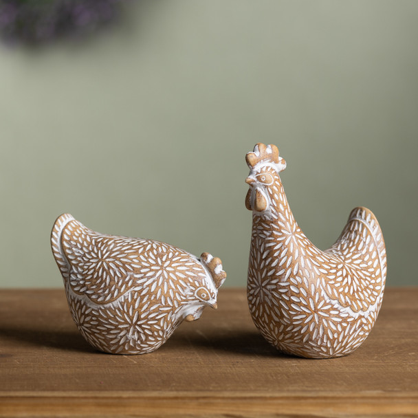 Etched Chicken Figurine (Set of 2) - 88137