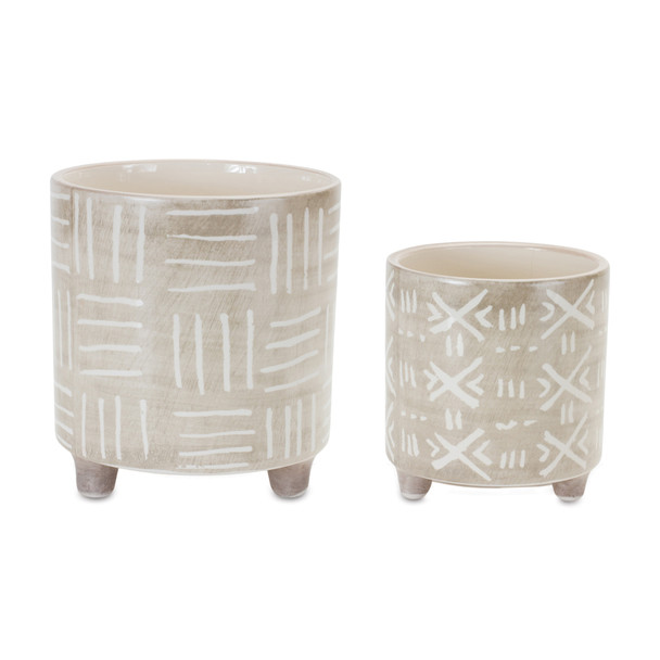 Footed Stone Planter (Set of 2) - 88156