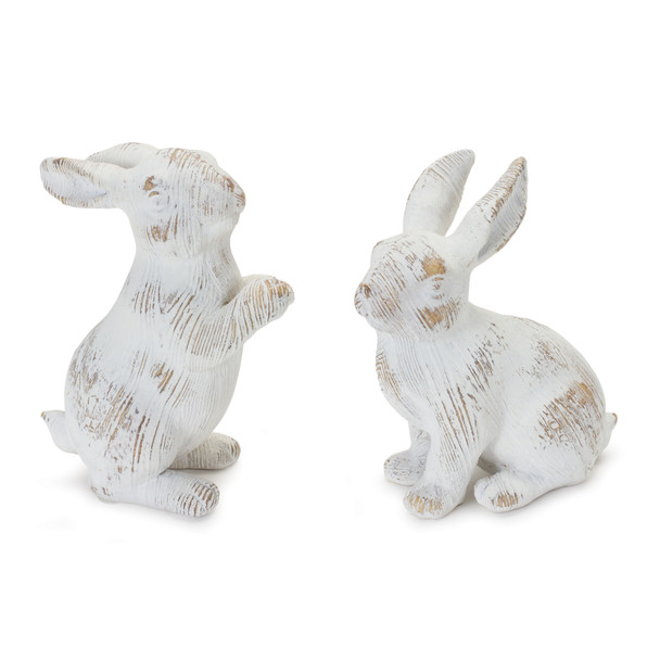 White Washed Rabbit Figurine (Set of 2) - 88201