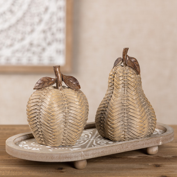 Wicker Apple and Pear Decor (Set of 2) - 88262