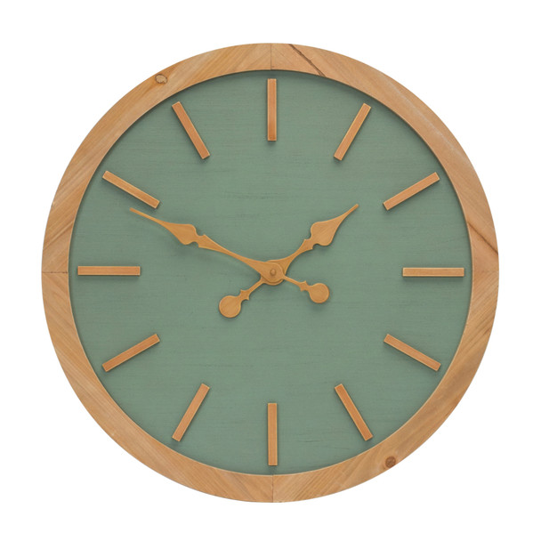 Sage Green Wood Wall Clock 24"D - 88322