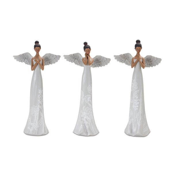 Floral Etched Angel Figurine (Set of 3) - 88377