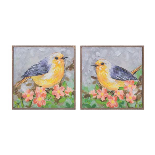 Framed Bird Canvas Block (Set of 4) - 88455