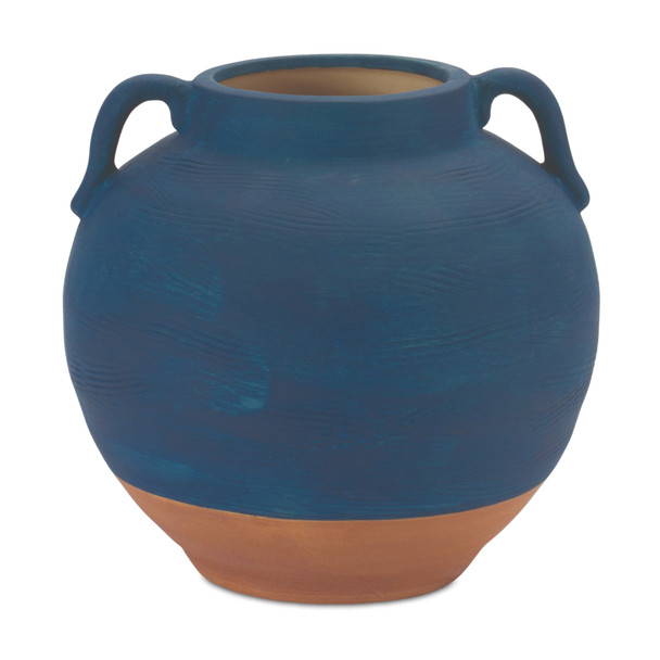 Ceramic Urn Vase with Terra Cotta Accent 7"H - 88458