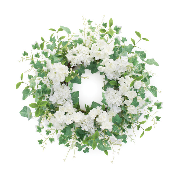 Hydrangea and Ivy Leaf Wreath 21.5"D - 88574