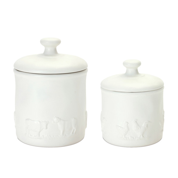 Ceramic Farm Animal Canister (Set of 2) - 88588