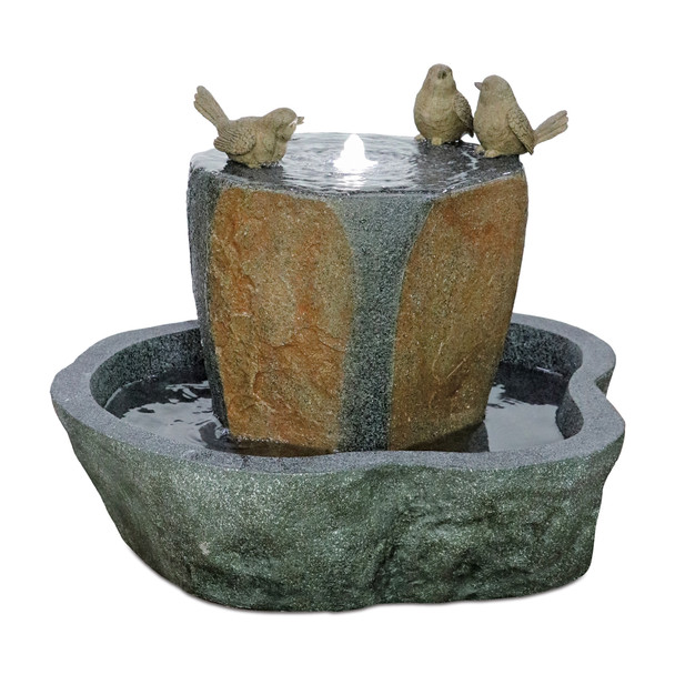 Stone Bird Bath Pool Fountain 22"D - 88639