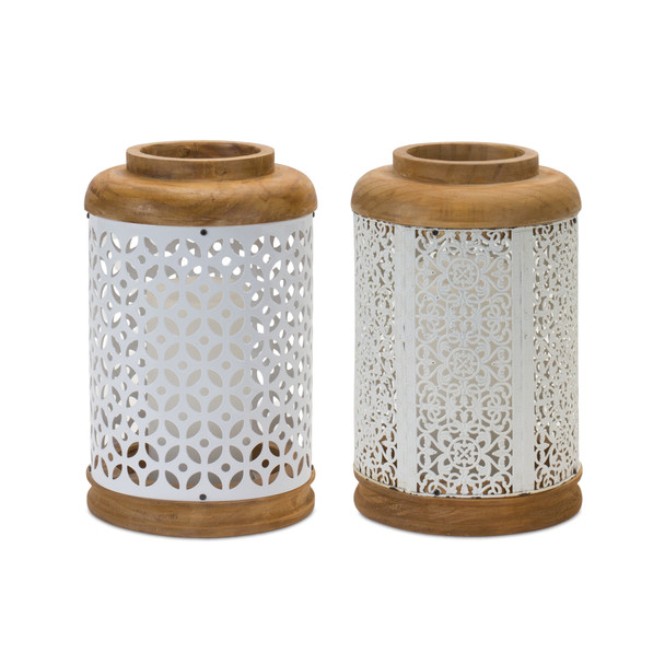 Geometric Punched Metal Lantern (Set of 2) - 88778