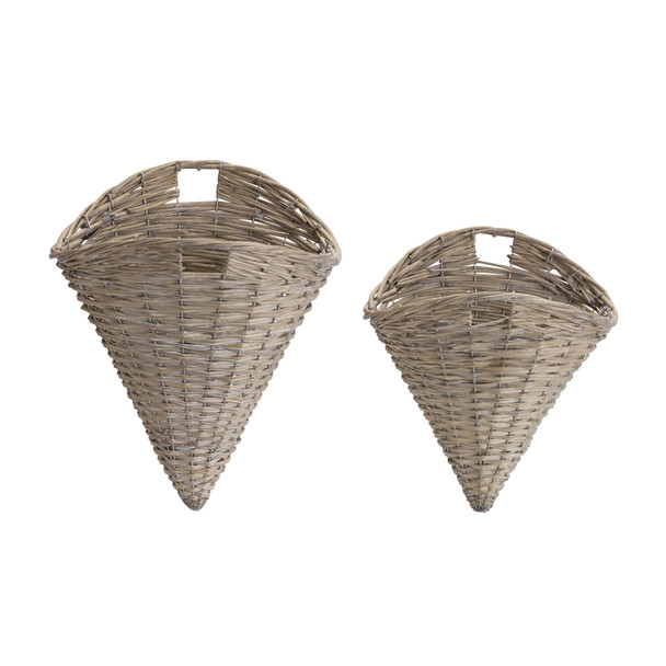 Grey Woven Willow Wall Basket (Set of 2) - 88794