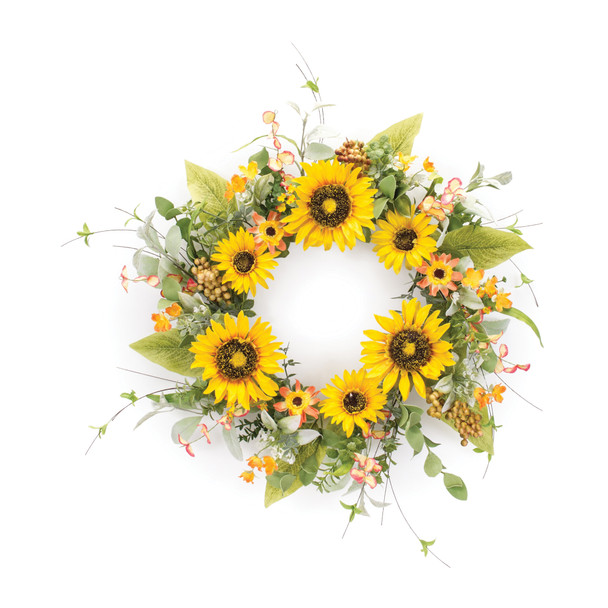 Mixed Sunflower Floral Wreath 23"D - 88930