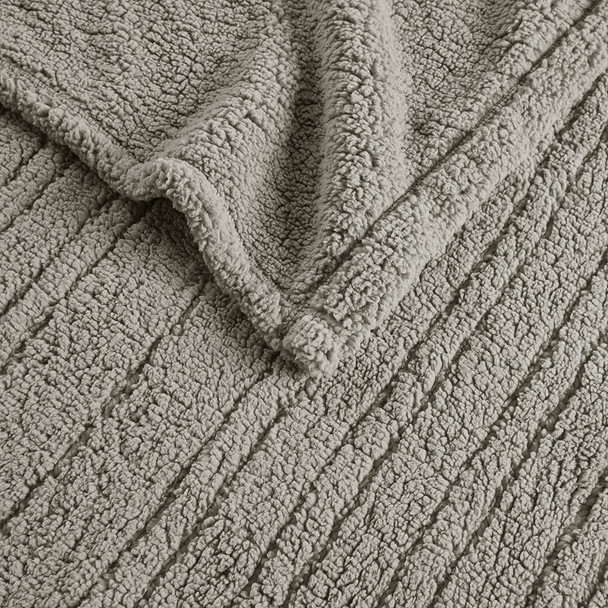 Cozy Grey Sherpa Electric Heated Plush Blanket