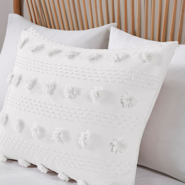 Ivory Pom Pom Clip Jacquard Comforter AND Decorative Shams