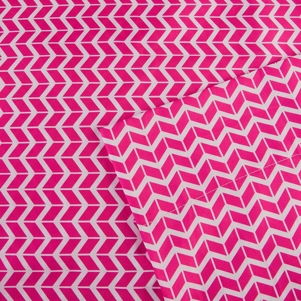 Hot Pink & White Chevron Zig Zag Microfiber Sheet Set (Chevron-ID-Pink)