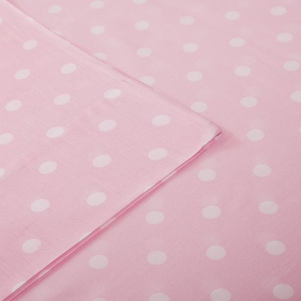 Soft Pink & White Polka Dot Cotton Sheet Set (Polka-MZ- Pink)