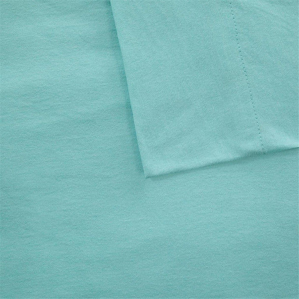 Aqua Blue Cotton Blend Jersey Knit Sheet Set (Cotton Blend-ID-Aqua)